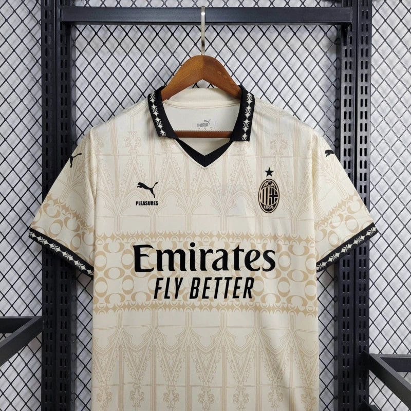 23/24 AC Milan x PLEASURES Camiseta blanca de la cuarta equipación