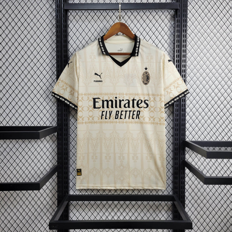 23/24 AC Milan x PLEASURES Camiseta blanca de la cuarta equipación